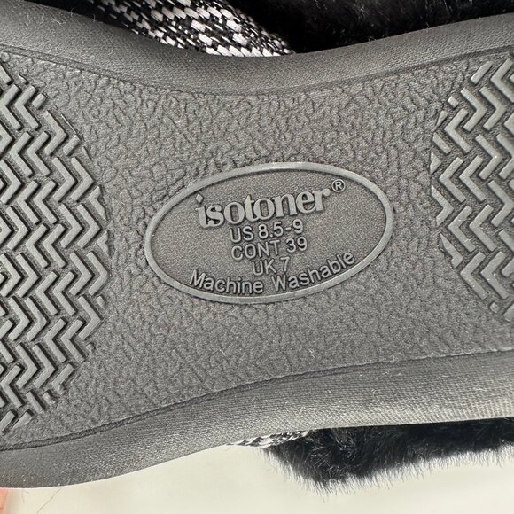 Black Microsuede Memory Foam Slippers with Indoor/Outdoor Sole Size 8.5-9 - Picture 7 of 9